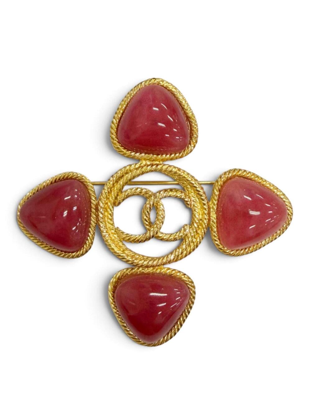 Chanel Cc Logo Brooch Gold-Tone Metal #343285C14B